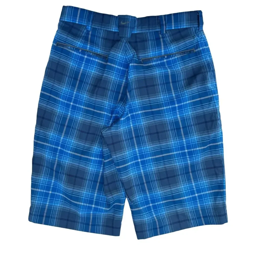 Men's Shorts Nike Golf Tech Tour Performance W28 L12 Blue Tartan Dri-Fit Active
